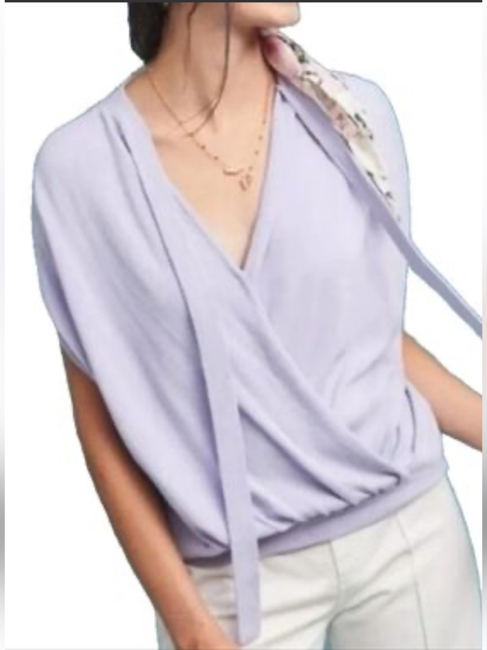 Anthropologie Sleeveless Lavender V-Neck Tie-Front Top w/ Tie  Sz XS 
Workday